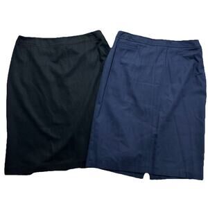 Boden Women’s 14L Long Black And Navy Wool Straight Pencil Skirts Set Of 2